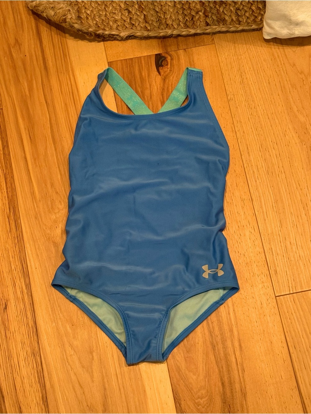 Under Armour Blue One-Piece Swimsuit with Mint Crossback Straps